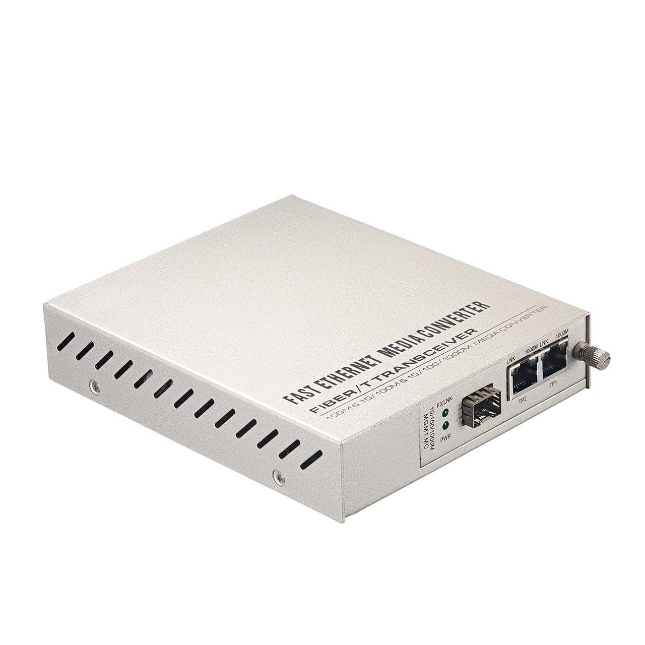 2 portli 10/100/1000Base-TX dan 1000Base-FXgacha boshqariladigan GbE media konvertor kartasi