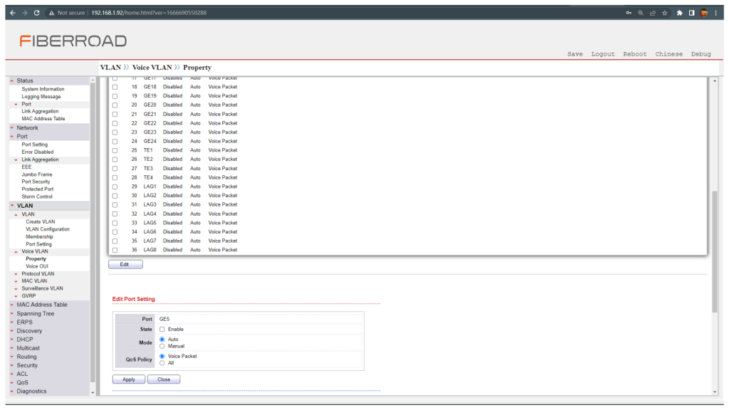 Voice VLAN VLAN based mode configuration