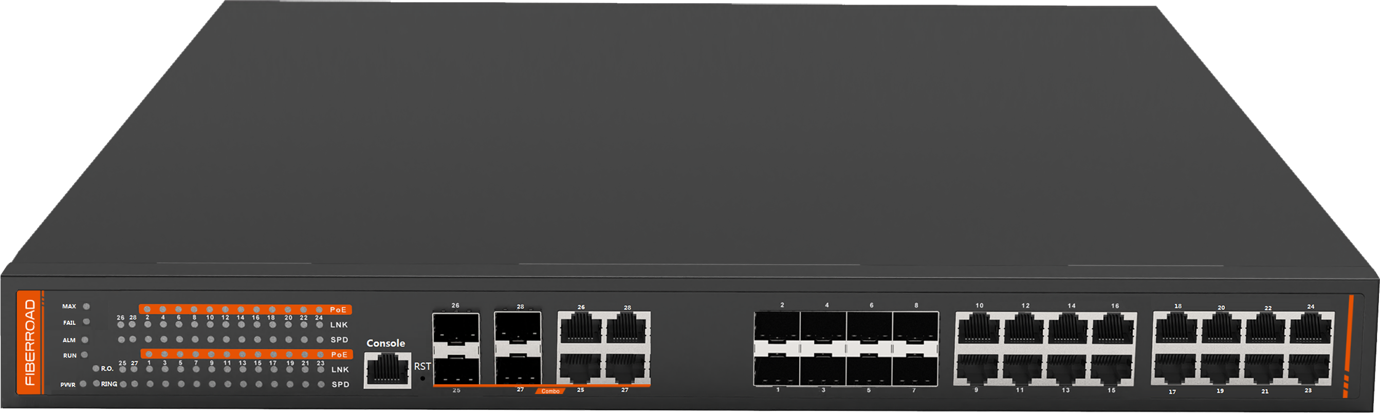 8xGigabit SFP+16xGigabit RJ45 Managed PoE Switch | Fiberroad Technology